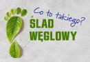 Grafika ze śladem stopy z liści i napisem "ślad węglowy"